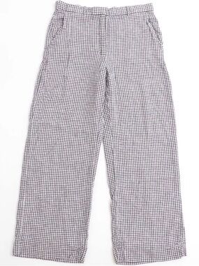 Abercrombie & Fitch Tailored Linen-Blend Wide Leg Pant Black White Gingham 29S